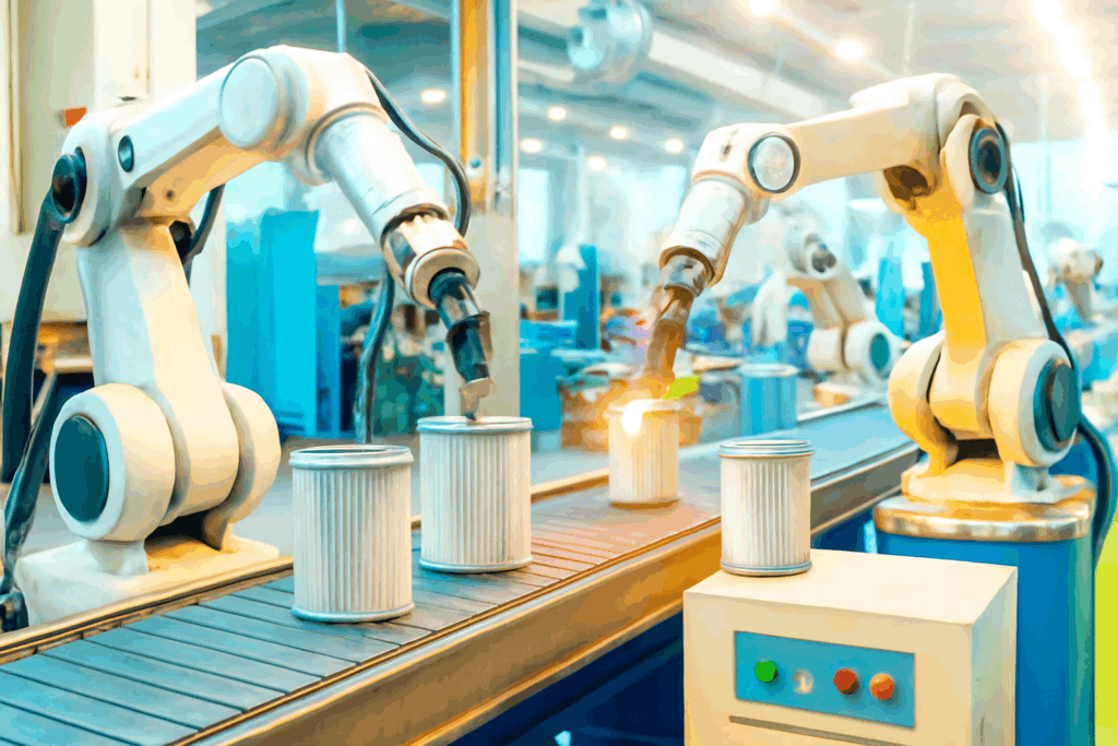 Robotic Arms in Action at Factory